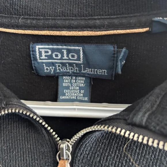 Polo by Ralph Lauren Black Ribbed Quarter Zip Pullover Sweater Size L - Picture 5 of 11